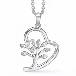 Støvring Design livets träd zirkon hängen med halskedja i rhodinerat silver vit zirkon