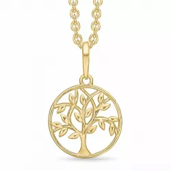 11,5 mm Støvring Design livets träd hängen med halskedja i 14 karat guld med forgylld silverhalskedja