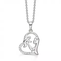 Støvring Design mor och barn halskedja med berlocker i rhodinerat silver vit zirkon