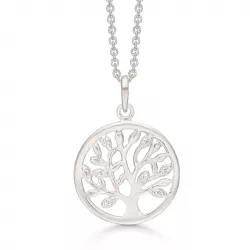 Støvring Design livets träd halskedja med berlocker i rhodinerat silver vit zirkon