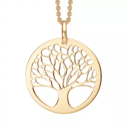 Støvring Design livets träd hängen med halskedja i förgyllt silver