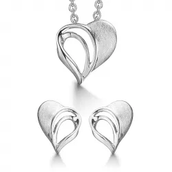 Støvring Design hjärta smycke set i rhodinerat silver
