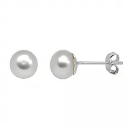 7 mm Støvring Design vita pärla örhängen i silver