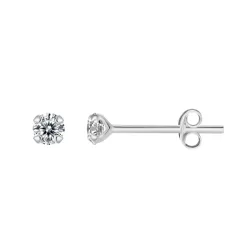 3 mm Støvring Design örhängen i silver vita zirkoner