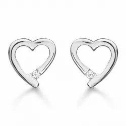 Lille Støvring Design hjärta örhängen i silver vit zirkon