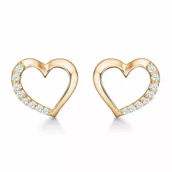 Støvring Design hjärta örhängen i förgyllt silver vit zirkon