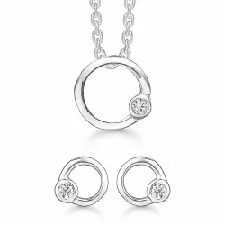 Støvring Design rund smycke set i silver vita zirkoner