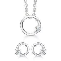 Støvring Design rund smycke set i silver vita zirkoner