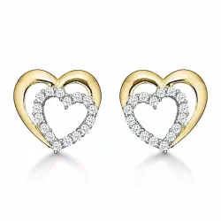 Støvring Design hjärta örhängen i 14 karat guld vit zirkon