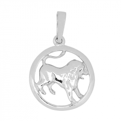12 mm Siersbøl stjärnteck lejonet hängen i rhodinerat silver
