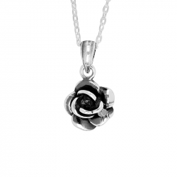 Siersbøl ros hängen med halskedja i rhodinerat silver