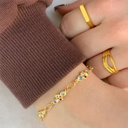 Siersbøl armband i förgyllt silver multifärgat zirkon