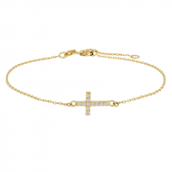 Siersbøl kors armband i 8 karat guld vit zirkon
