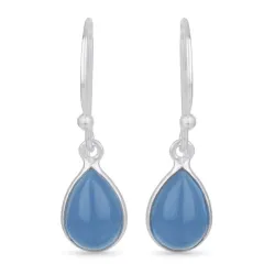 droppformad blå calcedonit örhängen i silver - Loom Stones