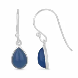 droppformad blå calcedonit örhängen i silver - Loom Stones