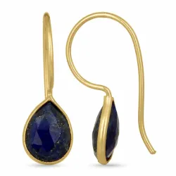 långa droppe örhängen i förgyllt silver - Loom Stones