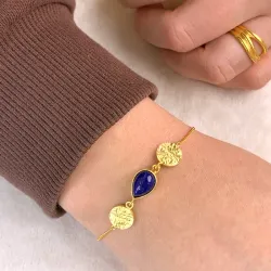 lapis lazuli armband i förgyllt silver med hängen i förgyllt silver - Loom Stones