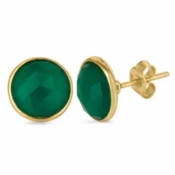 gröna onyxer örhängestift i förgyllt silver - Loom Stones