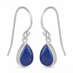 långa droppe lapis lazuli örhängen i silver