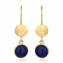 långa rund örhängen i förgyllt silver - Loom Stones