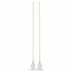 långa månsten örhängen i förgyllt silver - Loom Stones