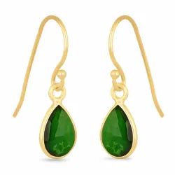 långa droppe örhängen i förgyllt silver - Loom Stones