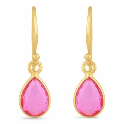 långa droppe örhängen i förgyllt silver - Loom Stones