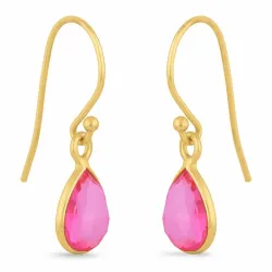 långa droppe örhängen i förgyllt silver - Loom Stones