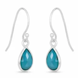 långa droppe akvamarin örhängen i silver - Loom Stones
