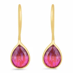 långa ametist örhängen i förgyllt silver - Loom Stones