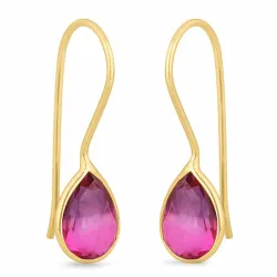 långa ametist örhängen i förgyllt silver - Loom Stones