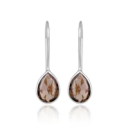 rökfärgad kvarts örhängen i silver - Loom Stones