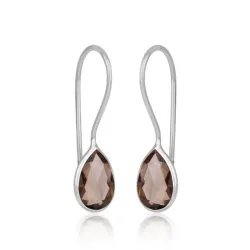 rökfärgad kvarts örhängen i silver - Loom Stones
