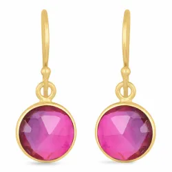 långa rund ametist örhängen i förgyllt silver - Loom Stones