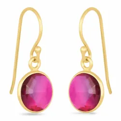 långa rund ametist örhängen i förgyllt silver - Loom Stones