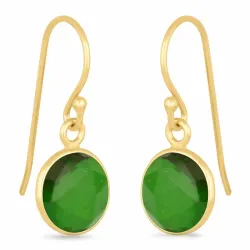 långa rund örhängen i förgyllt silver - Loom Stones