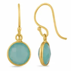 gröna calcedonit örhängen i förgyllt silver - Loom Stones