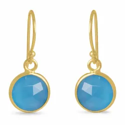 blå calcedonit örhängen i förgyllt silver - Loom Stones