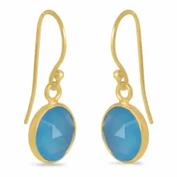 blå calcedonit örhängen i förgyllt silver - Loom Stones