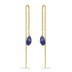 långa lapis lazuli ear lines i förgyllt silver - Loom Stones