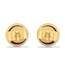 matta runda lila ametist örhängestift i förgyllt silver - Loom Stones