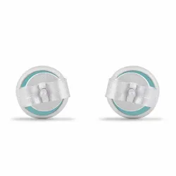 matta runda blå calcedonit örhängestift i silver - Loom Stones