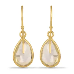 långa droppe kvarts örhängen i förgyllt silver - Loom Stones