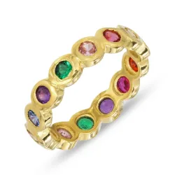 multifärgat zirkon ring i förgyllt silver - Bubbly Twist