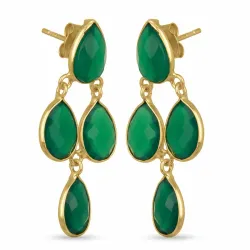 gröna onyx örhängen i förgyllt silver - Loom Stones