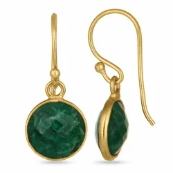 runda gröna örhängen i förgyllt silver - Loom Stones