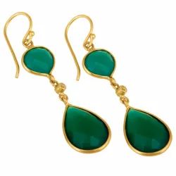 droppe onyx örhängen i förgyllt silver - Loom Stones