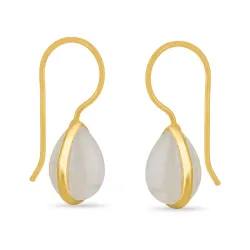 vita månsten örhängen i förgyllt silver - Loom Stones