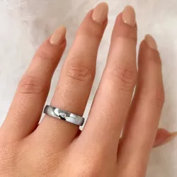 Enkel zirkon ring i rhodinerat silver