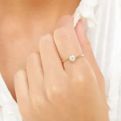 6,0 mm zirkon solitärring i 9 karat guld